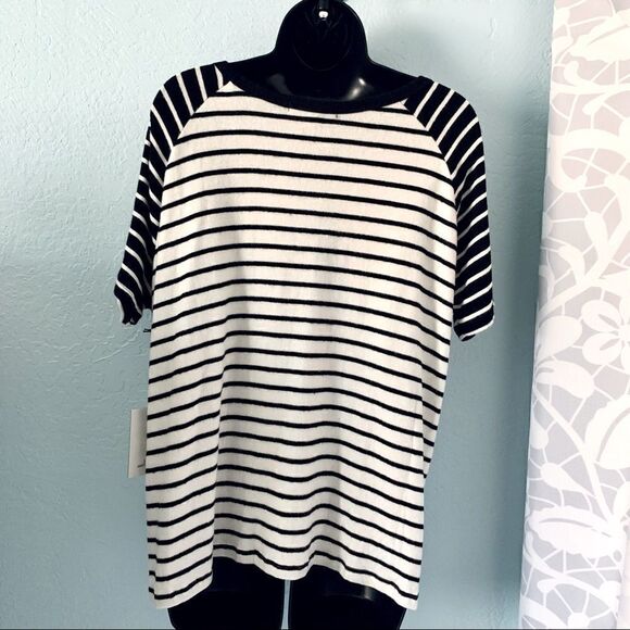 Hye Park and Lune Black & White Short Sleeve Sweater Top Size 1 - Picture 5 of 10